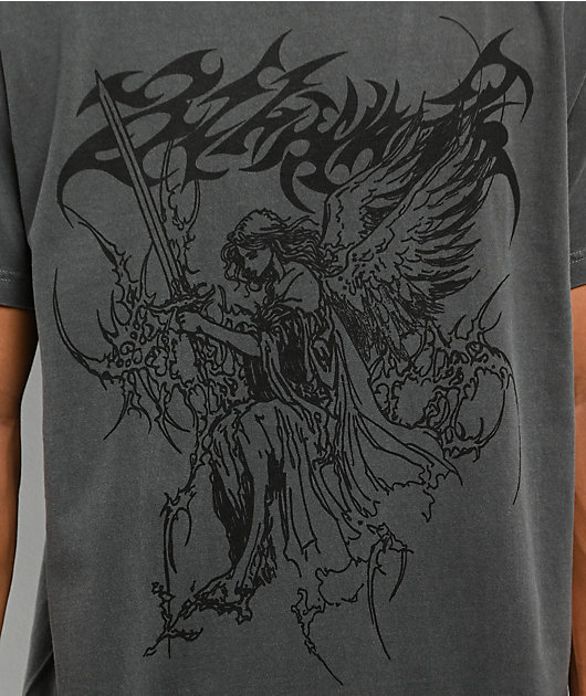 8THWNDR Sigil Angel Black Wash T-Shirt | Zumiez