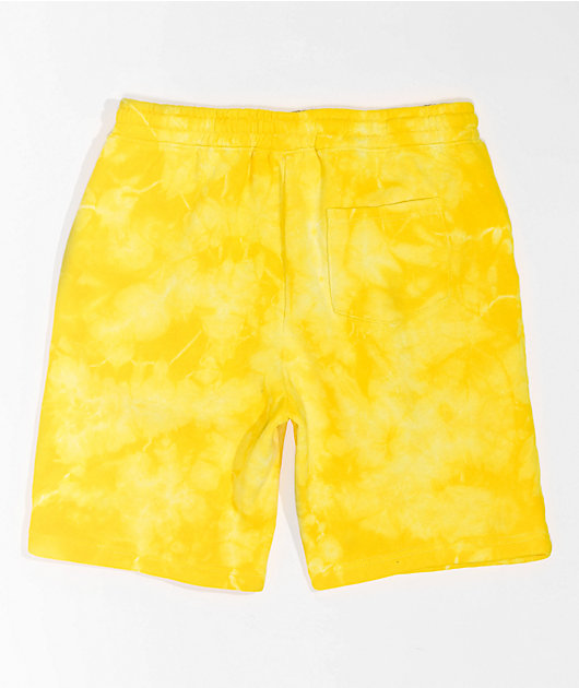 999 Club by Juice WRLD Barbed Daisy Yellow Tie Dye Sweat Shorts