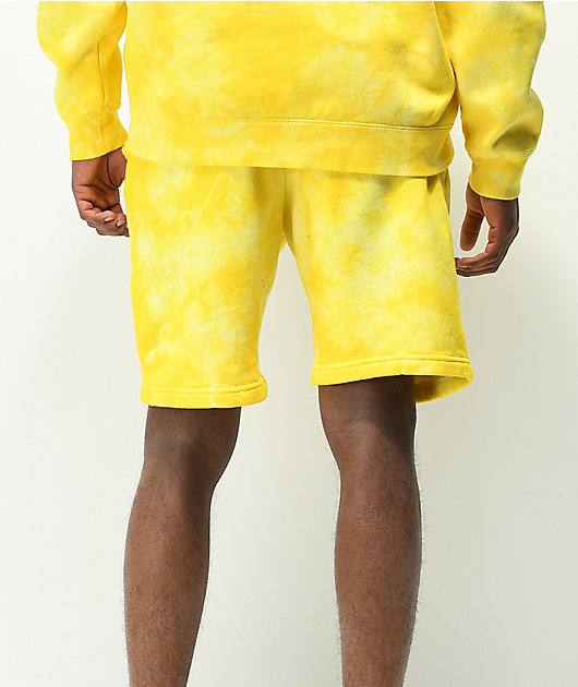 999 Club by Juice World Barbed Daisy Yellow Tie Dye Sweat Shorts