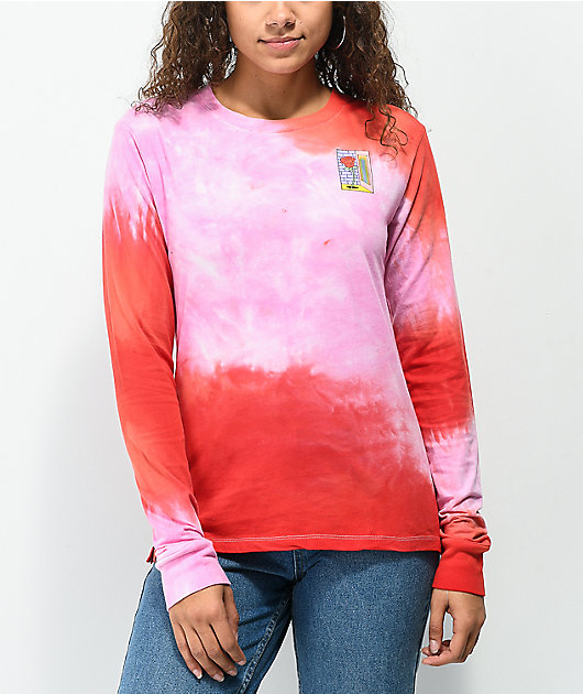 A-Lab Aby Pink Tie Dye Long Sleeve T-Shirt