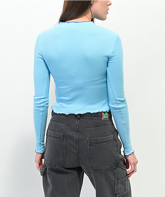 A-Lab Amber Blue Long Sleeve Crop T-Shirt