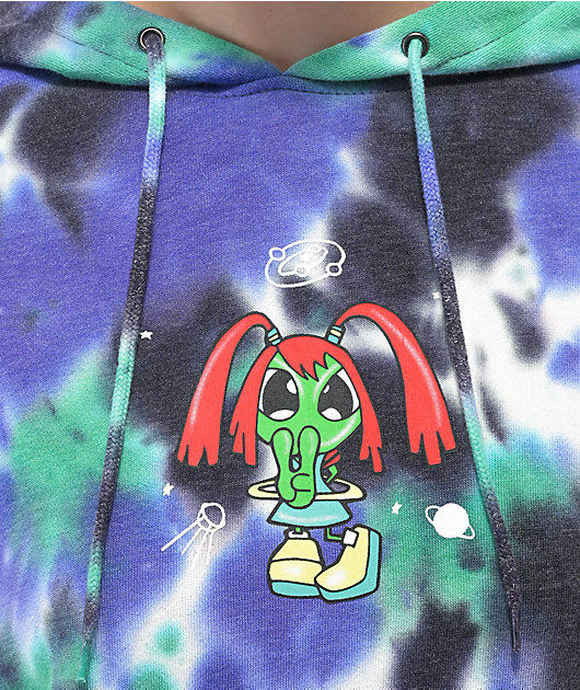 A-Lab Atarah Alien Purple, Green & Black Bleach Dye Hoodie 