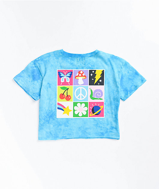 A-Lab Ballina Mushroom Blue Tie Dye Crop T-Shirt