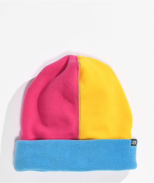 A-Lab Burr Yellow, Pink, & Blue Colorblock Fleece Beanie | Zumiez
