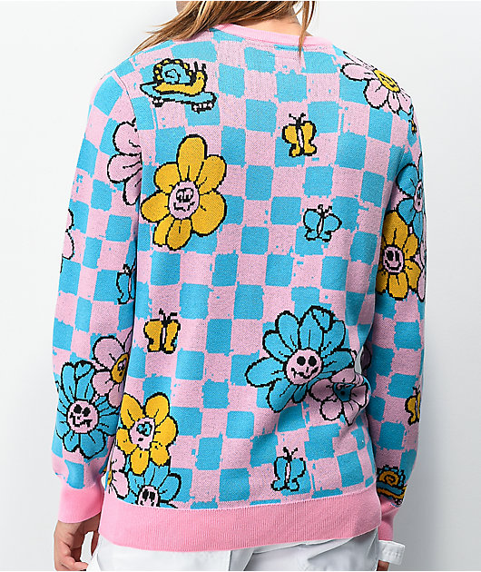 Pink yellow sale blue sweater