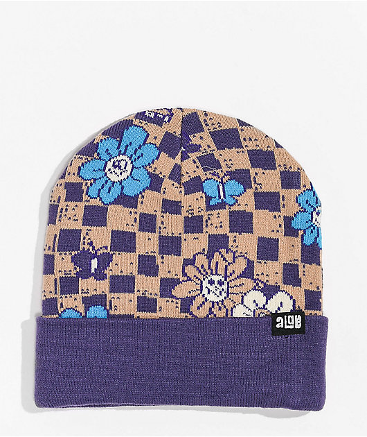 A-Lab Daisy Chain Purple & Khaki Beanie