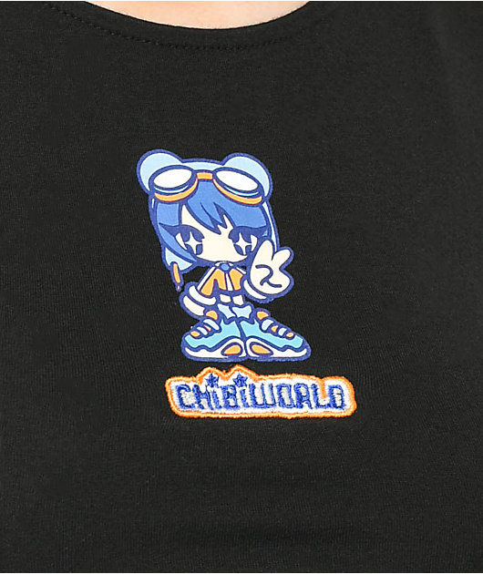 A-Lab Darbie Chibi World Black Cut Out Crop Tank Top