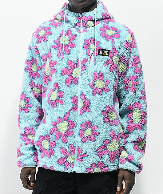 A Lab Dazer Flower Blue Hooded Fleece Zip Jacket Zumiez