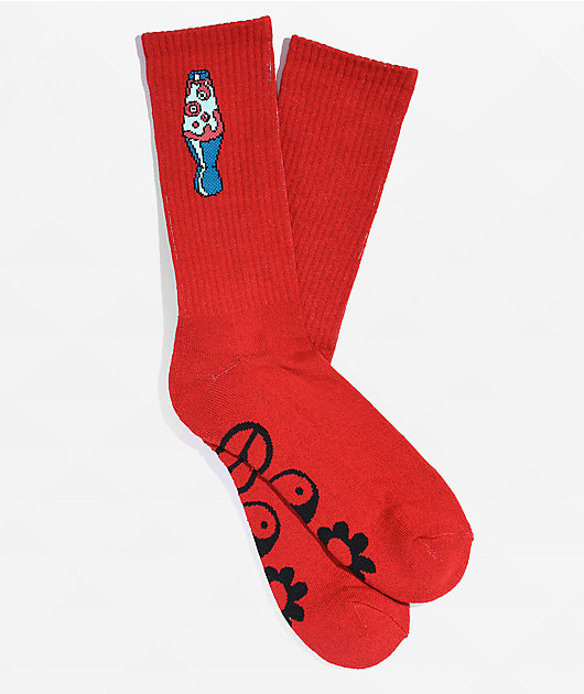 Lavish Red Crew Socks