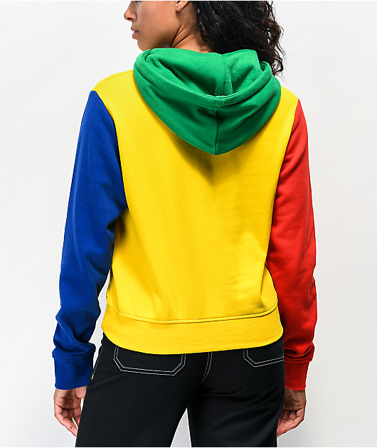 red yellow green blue hoodie
