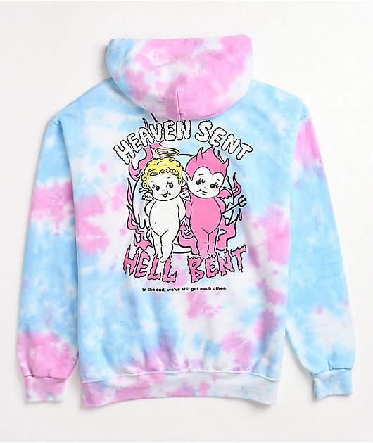 A-Lab Heaven & Hell Pink & Blue Tie Dye Hoodie | Zumiez