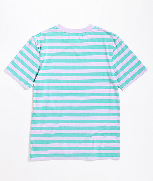 A-Lab In Your Head Pink & Teal Stripe Knit T-Shirt