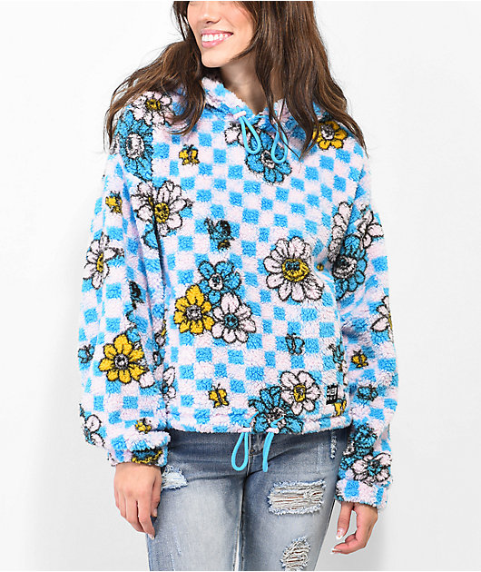 A-Lab Kendallie Flower Checkered Pink & Blue Hoodie | Zumiez