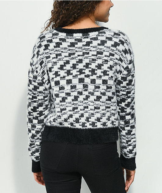 A-Lab Kiana Skew Checkered Black & White Sweater | Zumiez