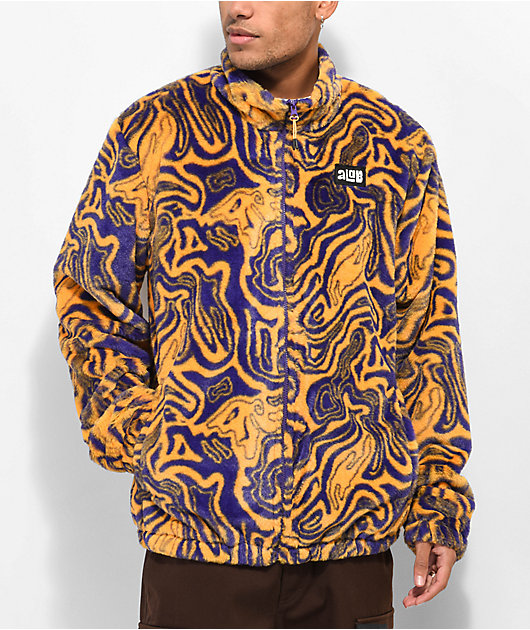 A-Lab Loopy Purple & Yellow Faux Fur Jacket | Zumiez