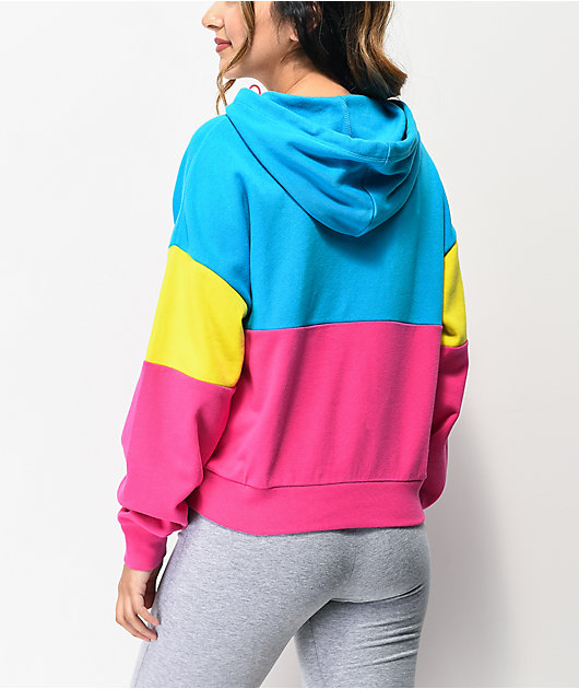 Pink blue and yellow hoodie store