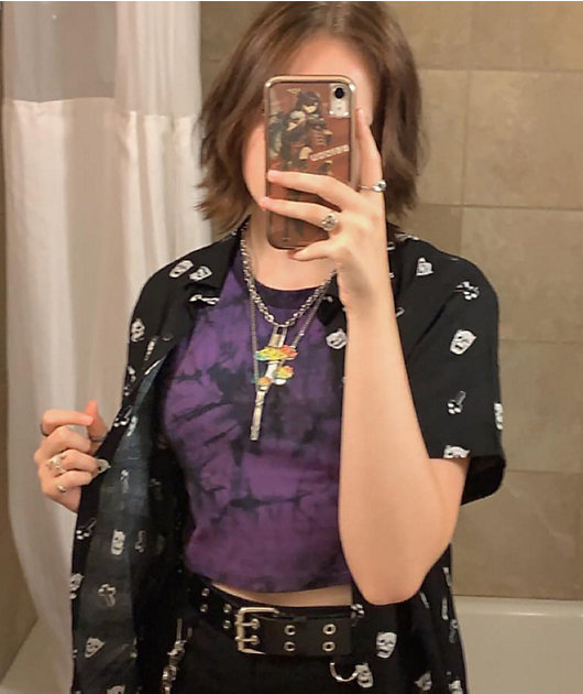 A-Lab Sullivan Mushroom Purple Tie Dye Crop Tank Top