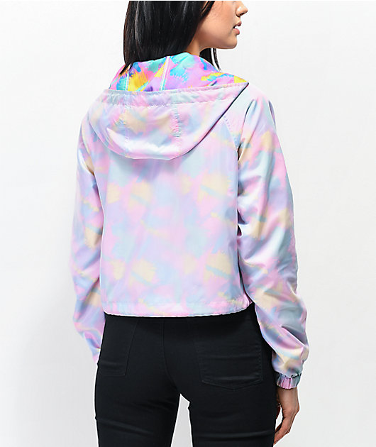 A-Lab Taja Translucent Print Crop Windbreaker Jacket