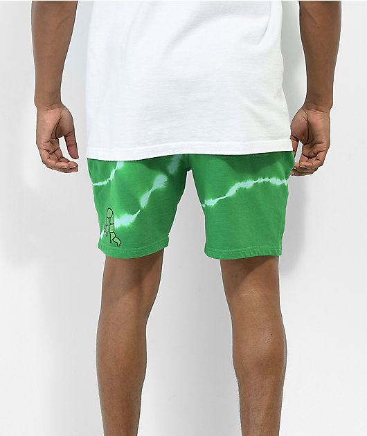 A-Lab Wavelength Green & Blue Tie Dye Sweat Shorts | Zumiez