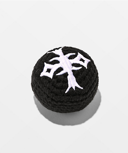 A Lost Cause Cross Black Crochet Hacky Sack