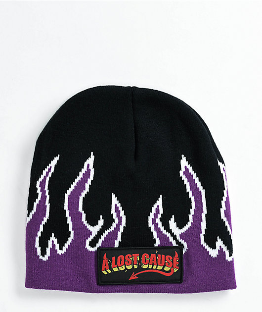 A Lost Cause Devil Black & Purple Skull Beanie