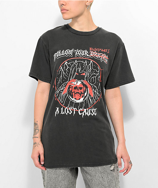 A Lost Cause Follow Your Nightmares Black Wash T-Shirt
