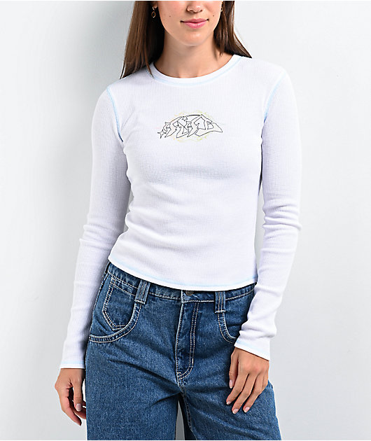 A.LAB Thea White Thermal Long Sleeve T-Shirt