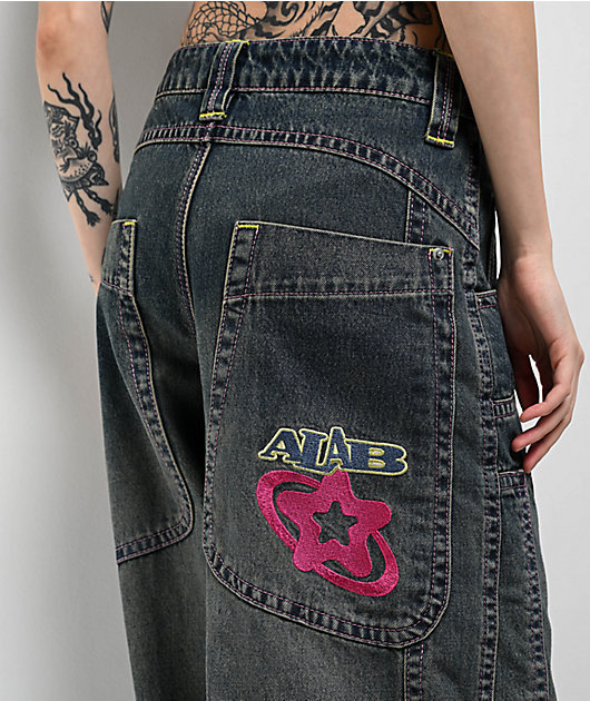 A.LAB Analog Curved Blue Wash Rave Jeans