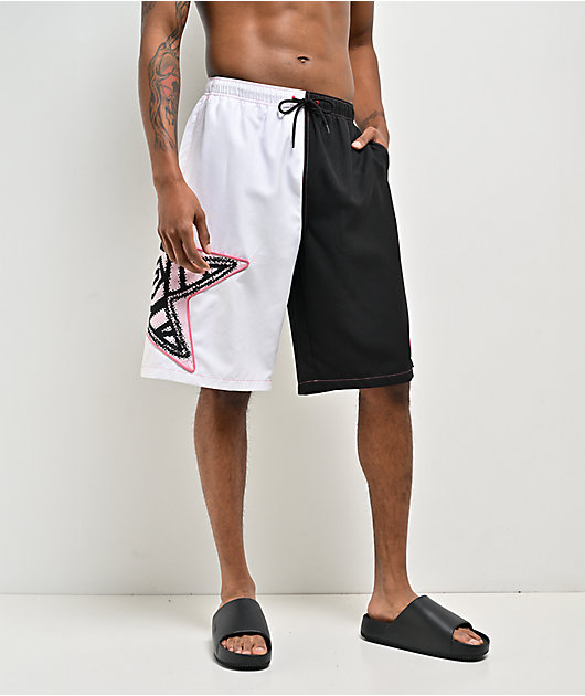 A.LAB Bass Star Piped White & Black Board Shorts