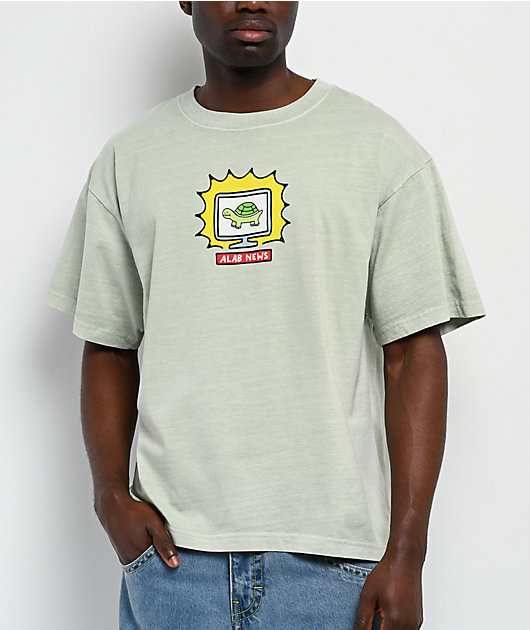 A.LAB Breaking News Mint Green Wash T-Shirt | Zumiez