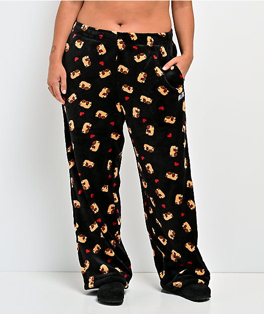 A.LAB Capybara Black Plush Lounge Pants