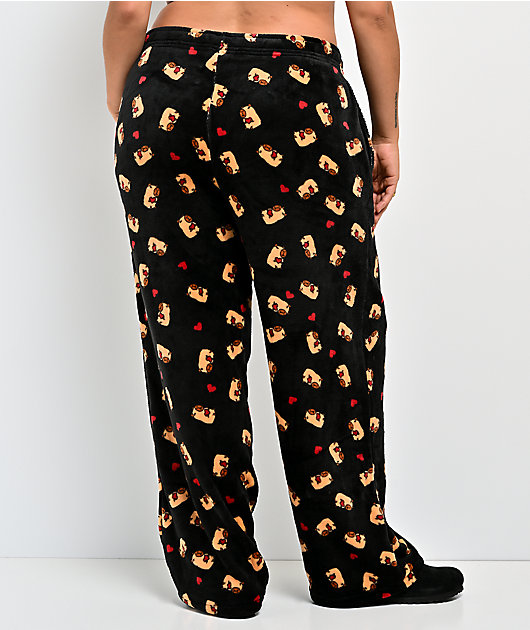 A.LAB Capybara Black Plush Lounge Pants