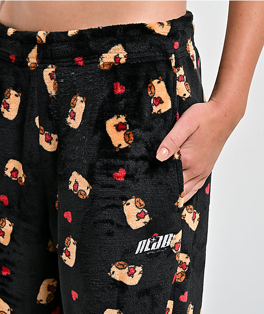 A.LAB Capybara Black Plush Lounge Pants
