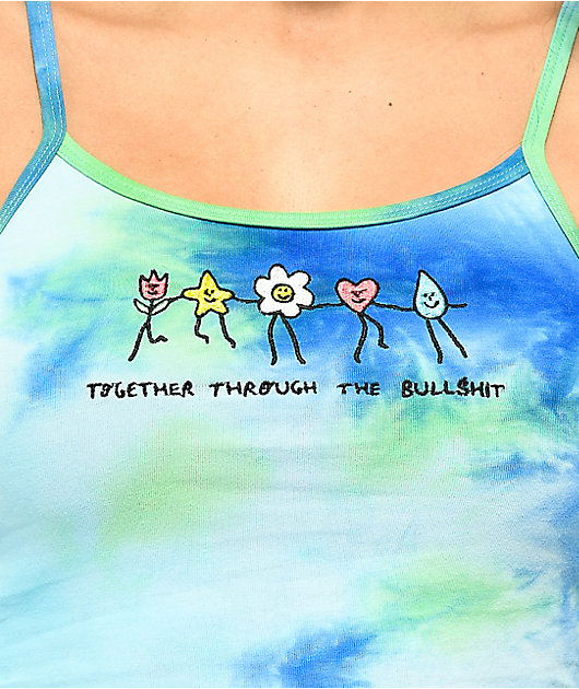 A.LAB Cherry Together Blue & Green Tie Dye Tank Top