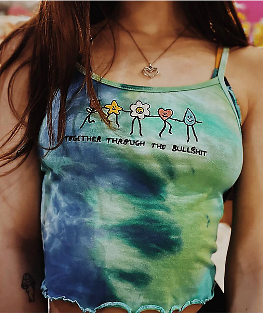 A.LAB Cherry Together Blue & Green Tie Dye Tank Top