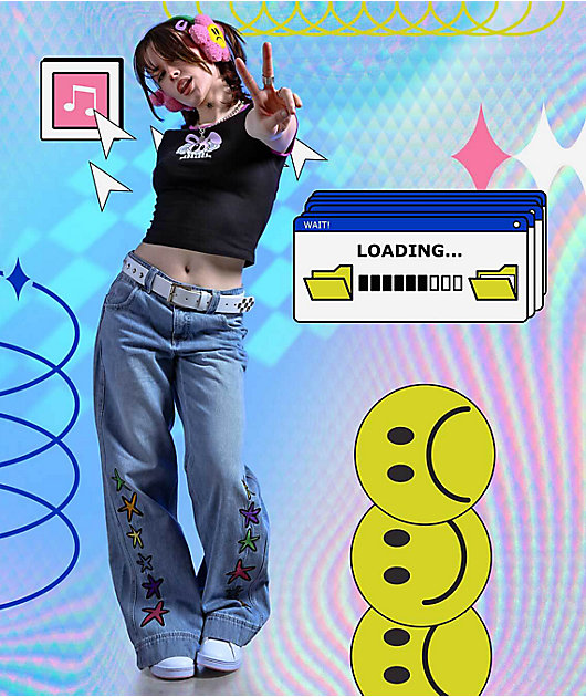 A.LAB Ether Stars Blue Ultra Loose Jeans
