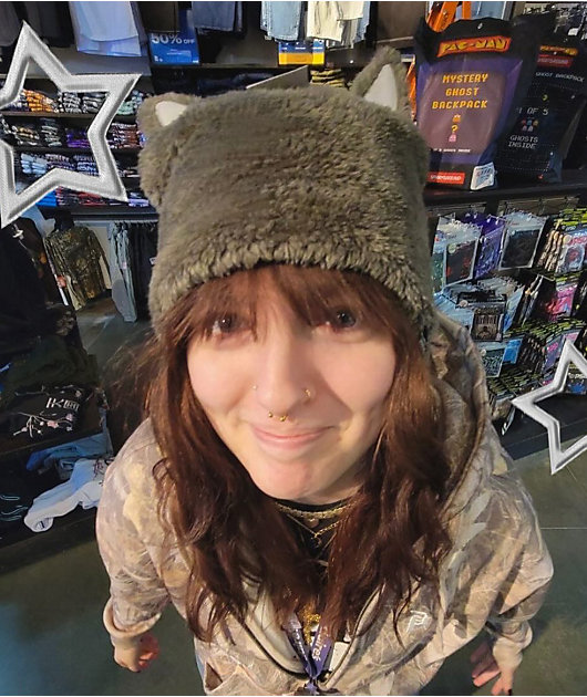 A.LAB Grey Plush Wolf Beanie
