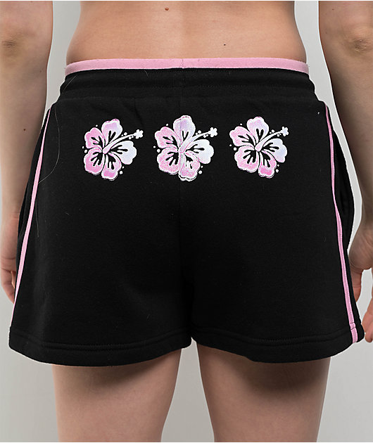 A.LAB Jana Hibiscus Black Sweat Shorts