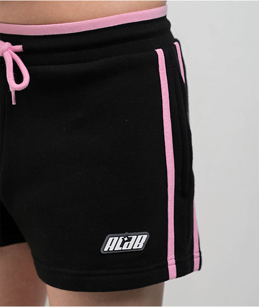 A.LAB Jana Hibiscus Black Sweat Shorts