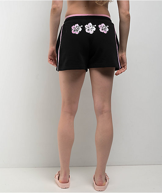 A.LAB Jana Hibiscus Black Sweat Shorts