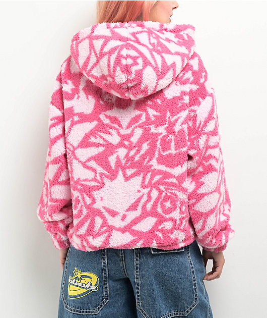 A.LAB Kadley Pink Tulle & Carmine Rose Sherpa Hoodie | Zumiez