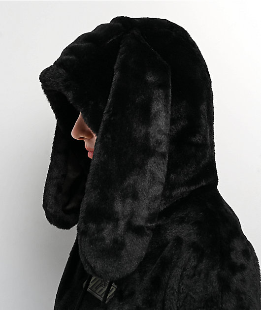A.LAB Kendallie Bunny Faux Fur Black Hoodie | Zumiez