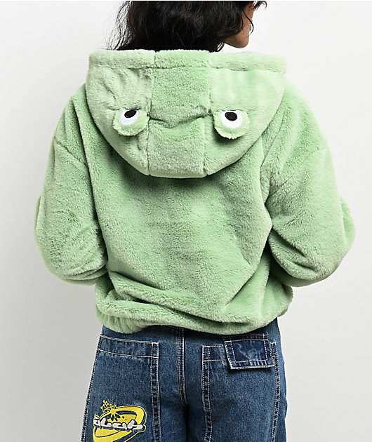 A.LAB Kendra Frog Green Sherpa Half Zip Hoodie Zumiez