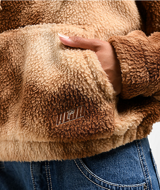 thehighlights＊pot'teddybrown A.LAB Kendra Teddy Brown Tie Dye Sherpa Quarter Zip Hoodie | Zumiez