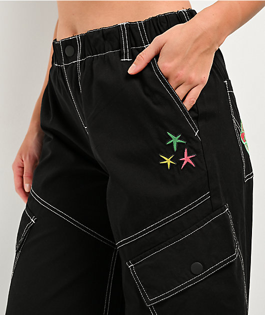 A.LAB Leo Y2K Rave Black Wide Leg Cargo Pants