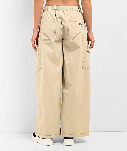 A.LAB - Leo Y2K Rave Natural Wide Leg Cargo Pants | Zumiez