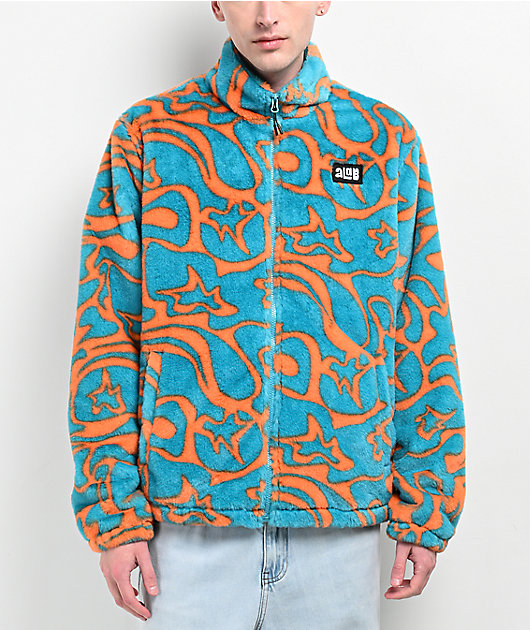 LyuLyu A.LAB Loopy 2 Teal & Orange Tech Fleece Jacket | Zumiez
