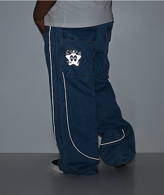 A.LAB Mega Piped Blue & Pink Jeans | Zumiez
