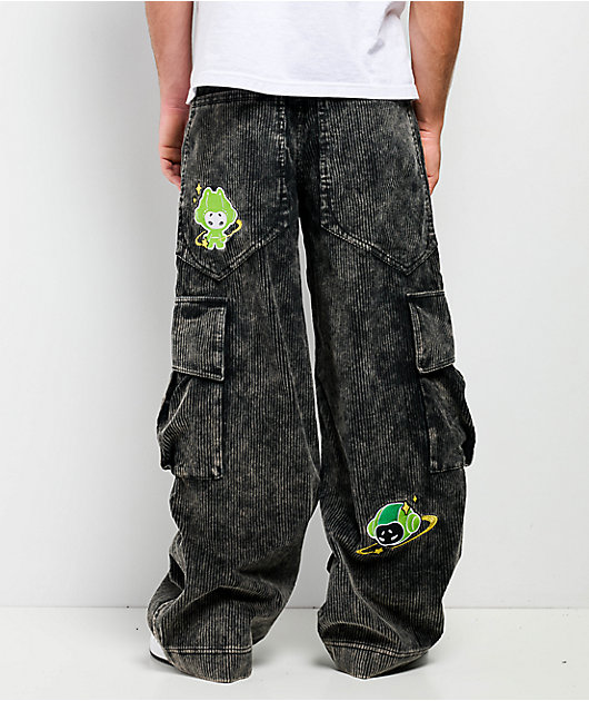 A.LAB Mega Rave Black Wash Corduroy Cargo Pants | Zumiez