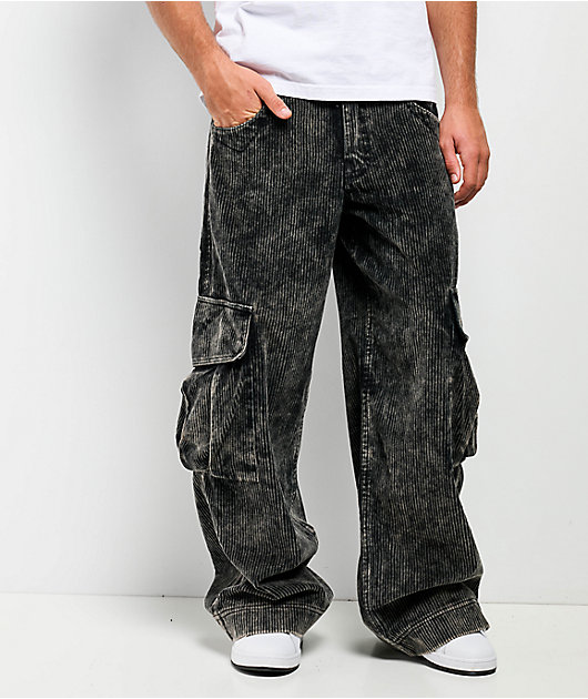 A.LAB Mega Rave Black Wash Corduroy Cargo Pants | Zumiez